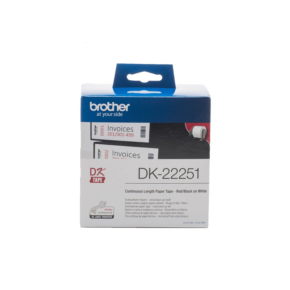 Brother P-Touch DK22251 - Schwarz/Rot auf Weiß - Rolle (6,2 cm x 15,24 m) Brother P-Touch DK22251 - Schwarz/Rot auf Weiß - Rolle (6,2 cm x 15,24 m)